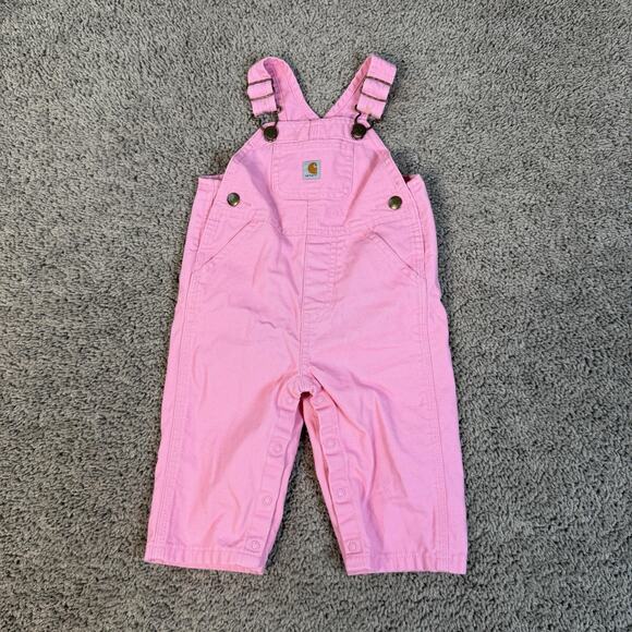 Carhartt Other - Carhartt Overall Girls 9-12 Months Pink Adjustable Canvas Buckle One-Piece